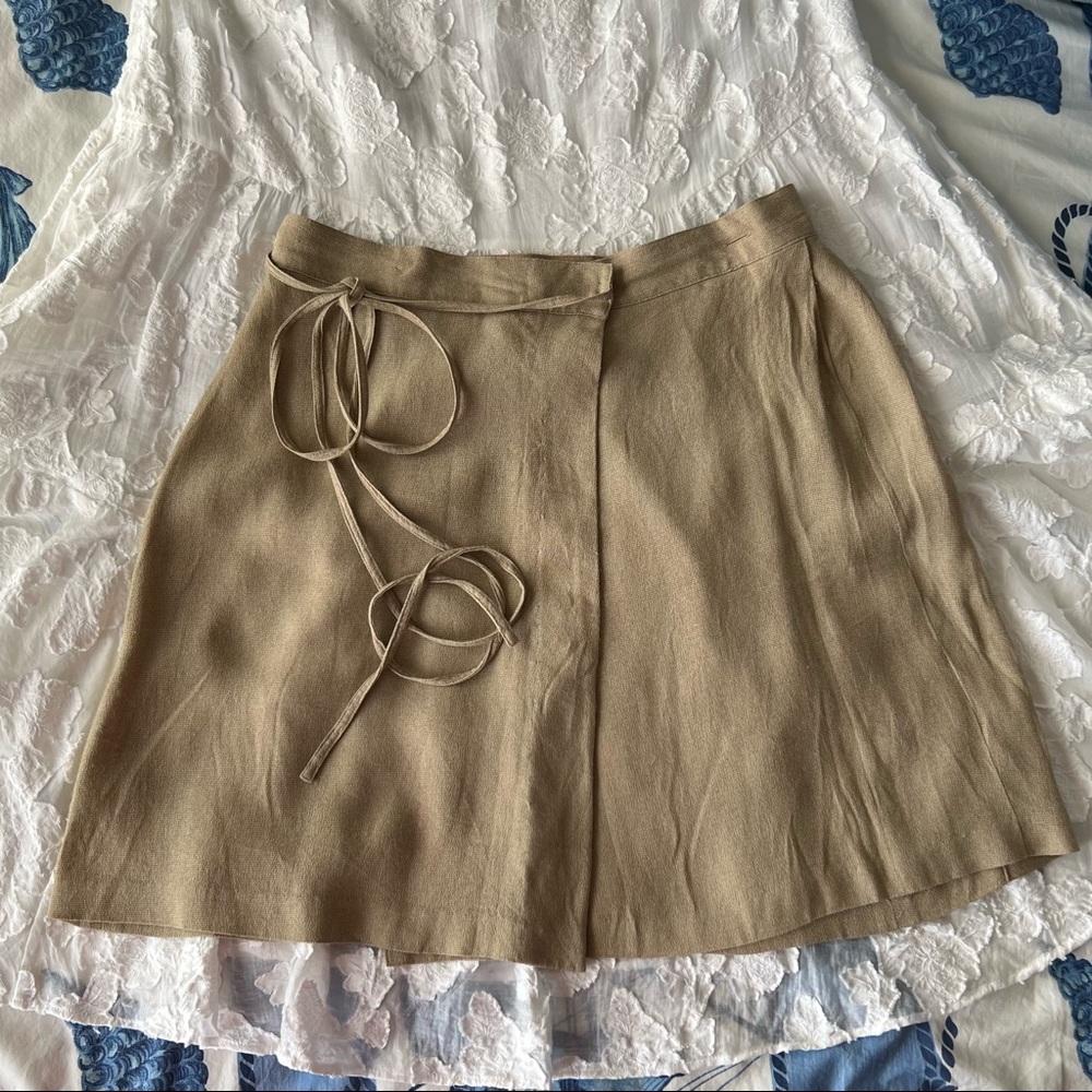 Michel Rene Tan Wrap Skirt